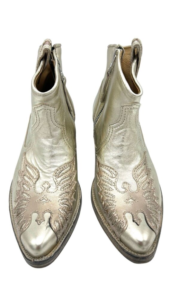 Cowboy Boots Gold glattleder kurz