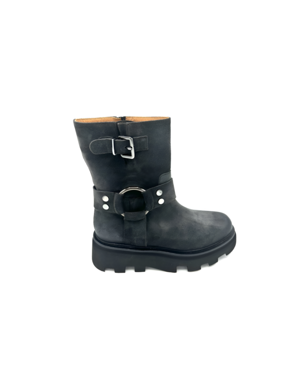 Thea Mika - Stiefelette  - Grau  - Gefettetes Velours Leder